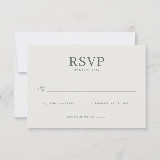 Réponse RSVP Minimaliste Gris Élégant (Devant)