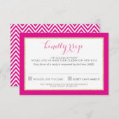 Réponse RSVP modèle chevron doré rose chaud (Devant / Derrière)