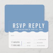 réponse RSVP moderne gras cute vague bleu (Devant / Derrière)
