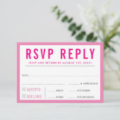 Réponse RSVP moderne gras fille rose (Debout devant)