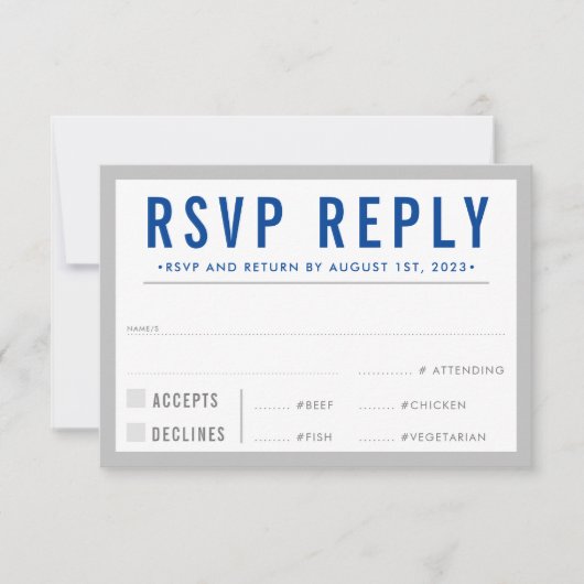 Réponse RSVP moderne gras garçon gris bleu (Devant)