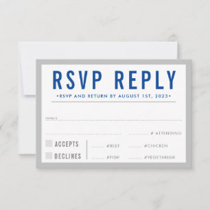 Réponse RSVP moderne gras garçon gris bleu