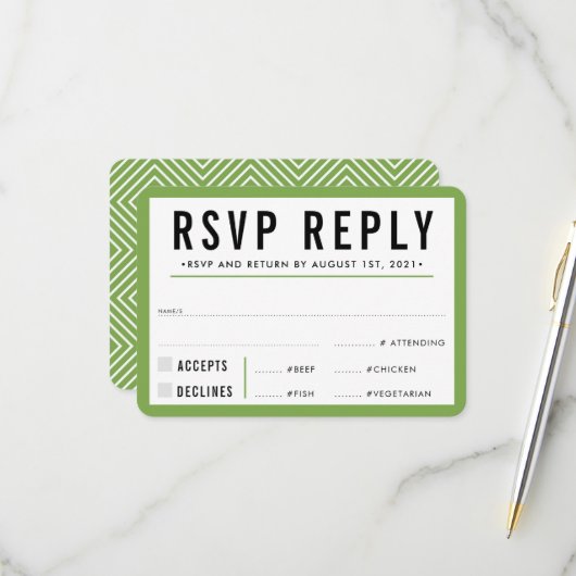 RÉPONSE RSVP moderne gras noir vert (Devant/Arrière en situation)