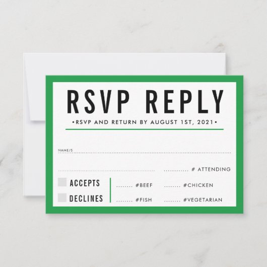 Réponse RSVP moderne gras vert kelly (Devant)