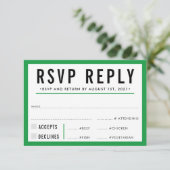 Réponse RSVP moderne gras vert kelly (Debout devant)