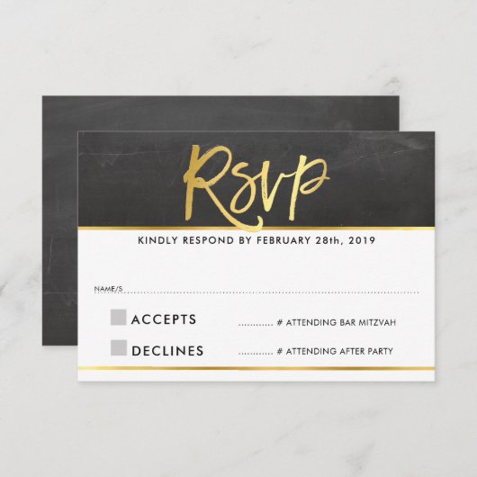 Réponse RSVP moderne gris tableau noir écriture do (Devant / Derrière)