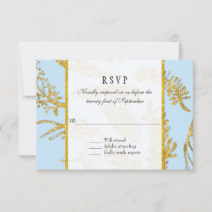 Réponse RSVP Moderne Main Tirée Leaf Feuille Or