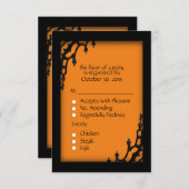 Réponse RSVP Orange Gothique avec Choix de Menu (Devant / Derrière)