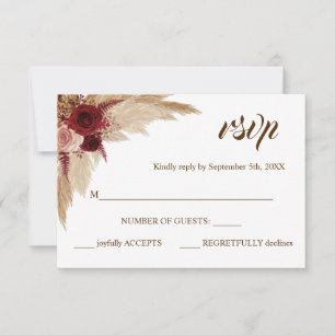 Réponse RSVP Pampas Carte de Mariage Grass
