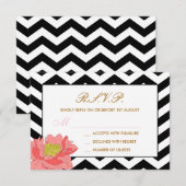 Réponse RSVP Pivoines et Chevrons (Devant / Derrière)