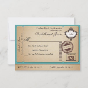 Réponse RSVP pour billet de passeport vintage