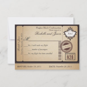 Réponse RSVP pour billet de passeport vintage