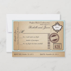 Réponse RSVP pour billet de passeport vintage