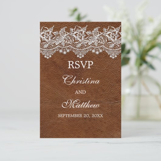 Réponse RSVP pour le mariage "Leather and Lace Loo (Debout devant)