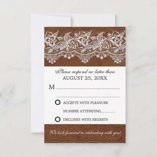 Réponse RSVP pour le mariage "Leather and Lace Loo (Dos)