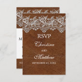 Réponse RSVP pour le mariage "Leather and Lace Loo (Devant / Derrière)