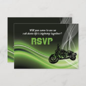 Réponse RSVP pour le mariage routier/moto vert (Devant / Derrière)