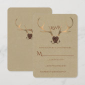 Réponse RSVP pour mariage rustique à cornes dorées (Devant / Derrière)