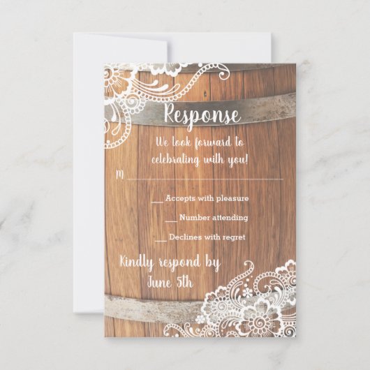 Réponse RSVP pour mariage rustique en tonneau & de (Devant)