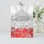 Réponse RSVP Pretty Tiara & Bow Red Quinceañera (Debout devant)