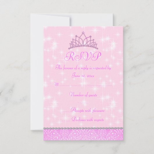Réponse RSVP Princesse Étincelle Rose (Devant)