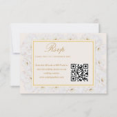 Réponse RSVP QR Élégante Fleurie Blanc Ivoire Or (Devant)