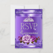 Réponse RSVP Quinceanera 15 Partie Rose violet ros (Devant)
