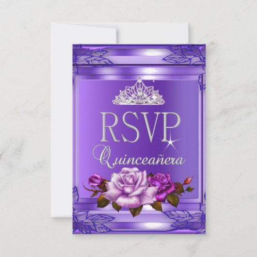 Réponse RSVP Quinceanera 15 Partie Rose violet ros (Devant)
