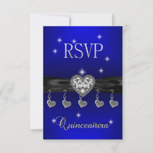 Réponse RSVP Quinceanera 15ème Royal Bleu Noir