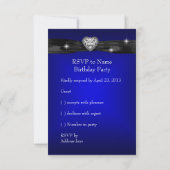 Réponse RSVP Quinceanera 15th Royal Blue Black (Dos)