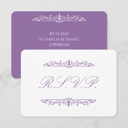 Réponse RSVP Régence Violet (Devant / Derrière)