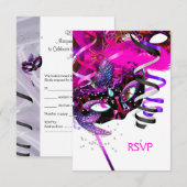 Réponse RSVP Réponse Anniversaire Masque Blanc Ros (Devant / Derrière)
