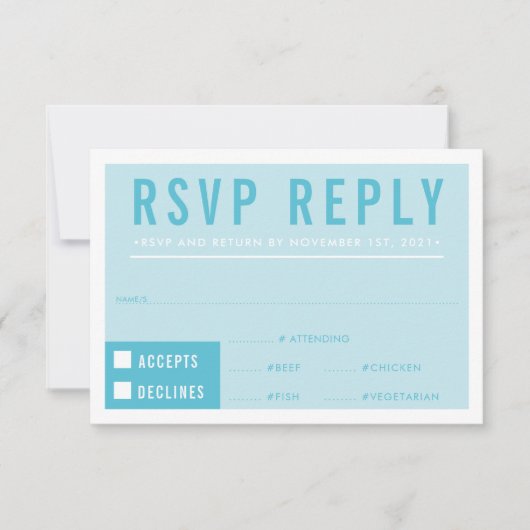 RÉPONSE RSVP RÉPONSE bloc moderne bleu turquoise (Devant)