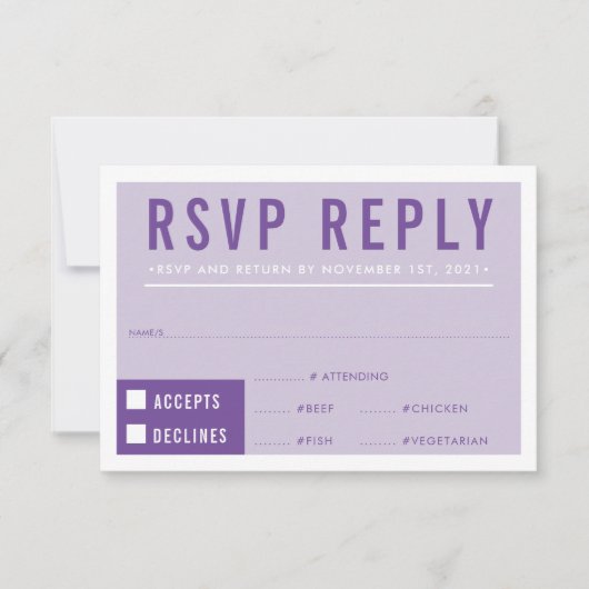 RÉPONSE RSVP RÉPONSE bloc moderne violet violet vi (Devant)