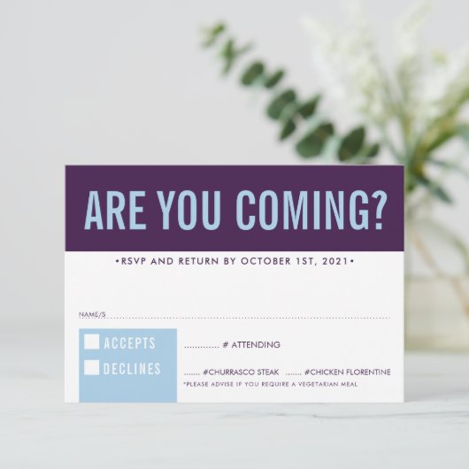 RÉPONSE RSVP RÉPONSE Blocage fun aubergplant pâle  (Debout devant)