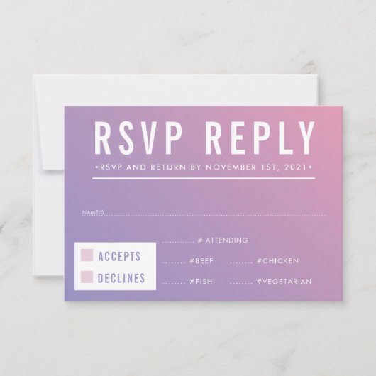 RÉPONSE RSVP RÉPONSE dégradé rose violet moderne (Devant)