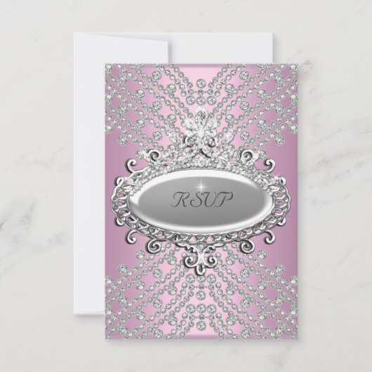 Réponse RSVP Réponse Fête Rose Diamant Blanc (Devant)