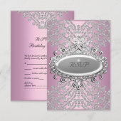 Réponse RSVP Réponse Fête Rose Diamant Blanc (Devant / Derrière)