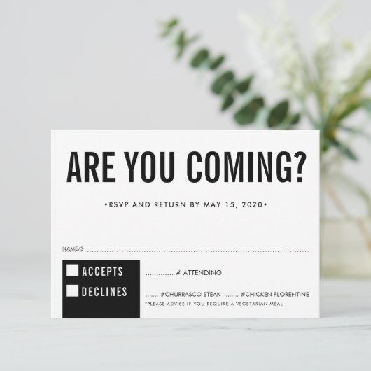 RÉPONSE RSVP RÉPONSE fun bold block noir blanc (Debout devant)