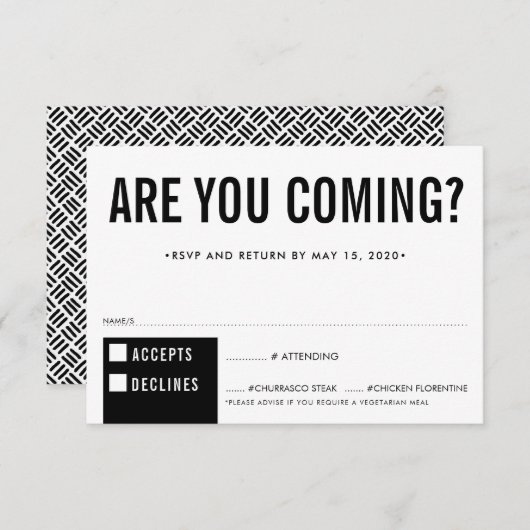 RÉPONSE RSVP RÉPONSE fun bold block noir blanc (Devant / Derrière)