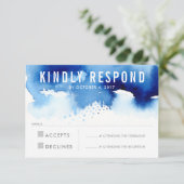 RÉPONSE RSVP RÉPONSE moderne aquarelle bleu splash (Debout devant)