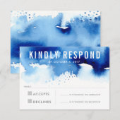 RÉPONSE RSVP RÉPONSE moderne aquarelle bleu splash (Devant / Derrière)