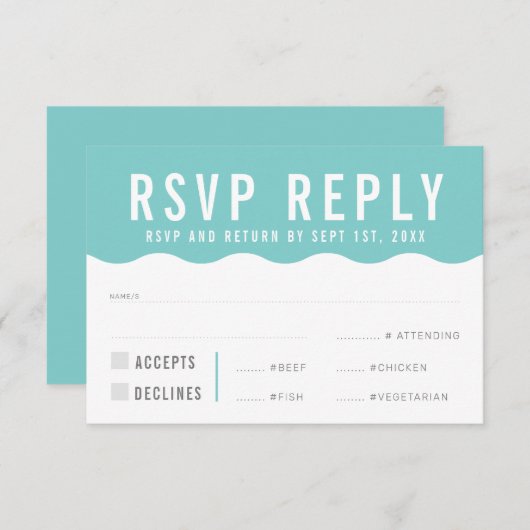 RÉPONSE RSVP RÉPONSE moderne audacieuse menthe à v (Devant / Derrière)