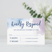 RÉPONSE RSVP RÉPONSE moderne bleu violet aquarelle (Debout devant)