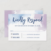 RÉPONSE RSVP RÉPONSE moderne bleu violet aquarelle (Devant / Derrière)