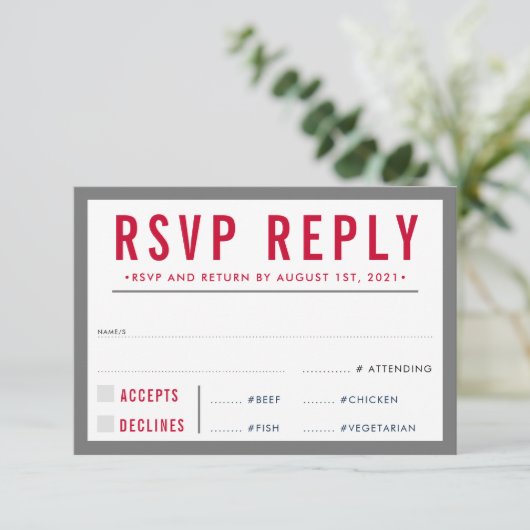 RÉPONSE RSVP RÉPONSE moderne bold garçon gris roug (Debout devant)