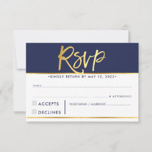 RÉPONSE RSVP RÉPONSE moderne bold marine faux or