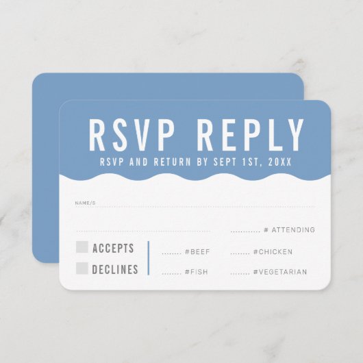 RÉPONSE RSVP RÉPONSE moderne bold mignon onde bleu (Devant / Derrière)