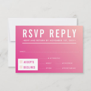 RÉPONSE RSVP RÉPONSE moderne dégradé rose vif