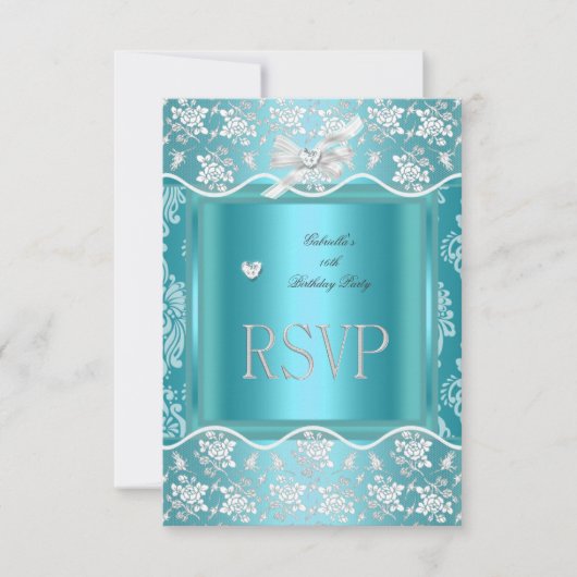 Réponse RSVP Réponse Pretty Blue White Lace (Devant)